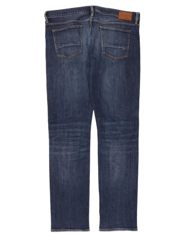 Tommy Hilfiger Herre Denton Distressed Straight Jeans W36 L34 Blå Bomuld