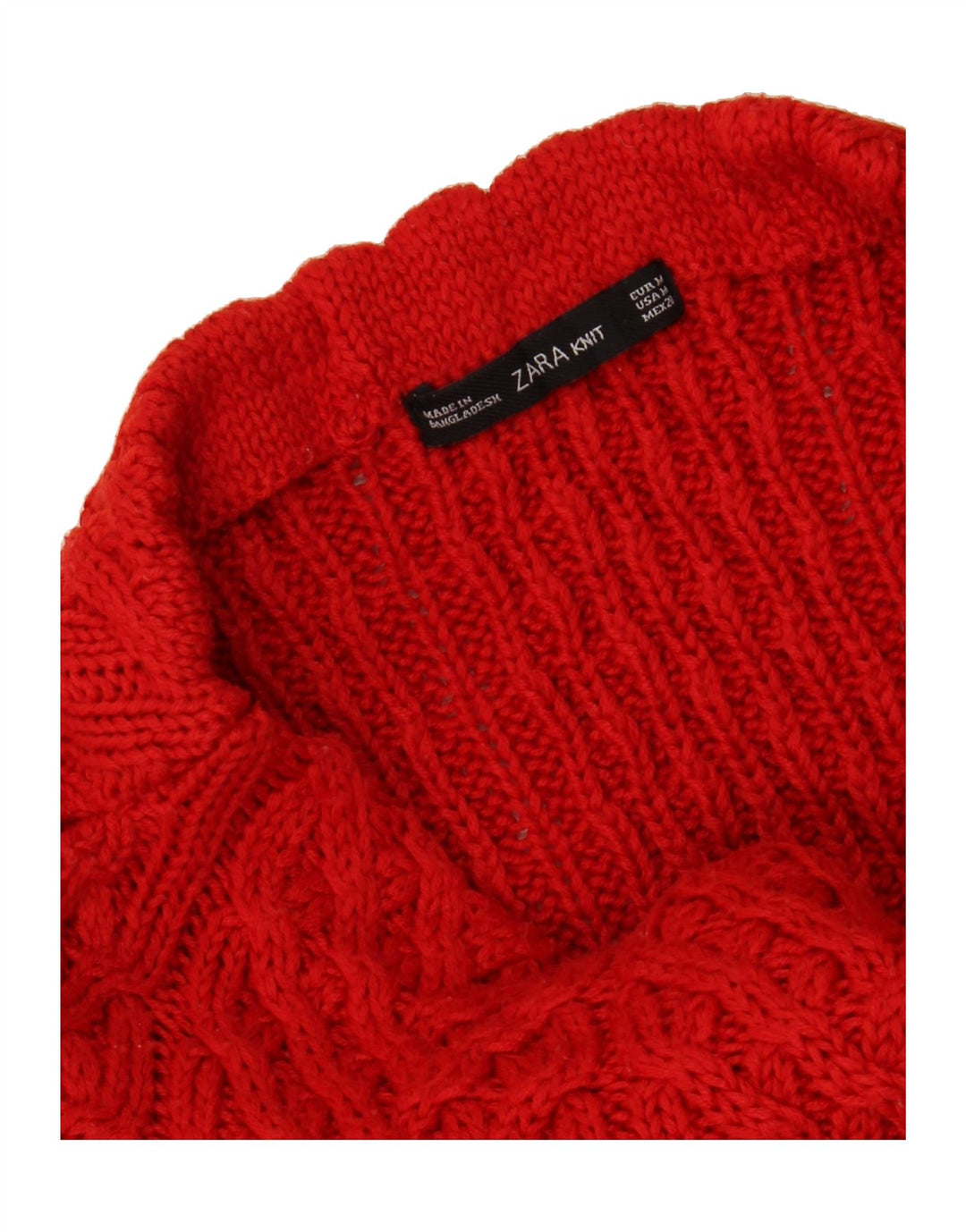 ZARA Womens Turtle Neck Jumper Sweater UK 14 Medium Red Acrylic Vintage Zara and Second-Hand Zara from Messina Hembry 