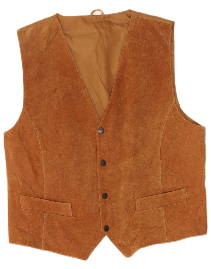 Vintage herre ruskindsvest XL brunt læder