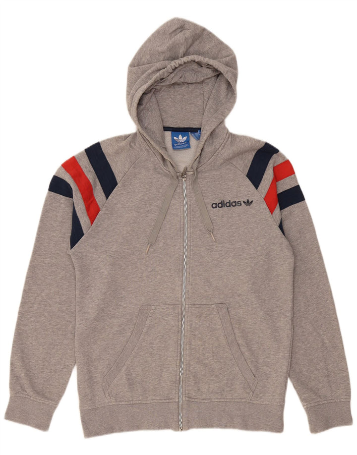 Adidas Hættetrøje med lynlås til mænd mellemgrå Colourblock Bomuld