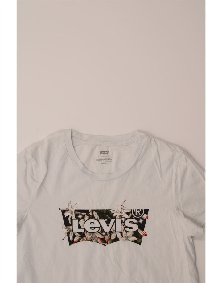 LEVI'S Womens Graphic T-Shirt Top UK 10 Small White Cotton Vintage Levi's and Second-Hand Levi's from Messina Hembry 