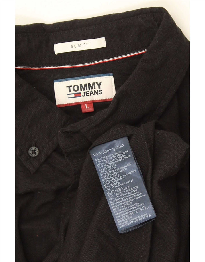 Tommy Hilfiger Herre Slim Fit skjorte Stor sort bomuld