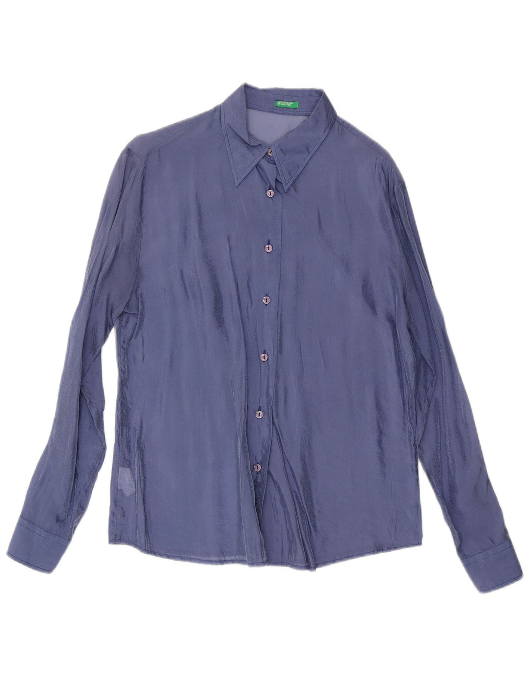 Benetton Dameskjorte UK 16 Large Blue Viscose