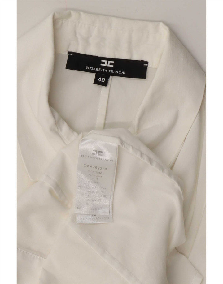 Elisabetta Franchi Dame Kortærmet Bluse IT 40 Small White