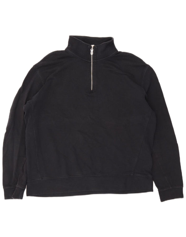 Zara Sweatshirt med lynlås til kvinder UK 18 XL Sort bomuld