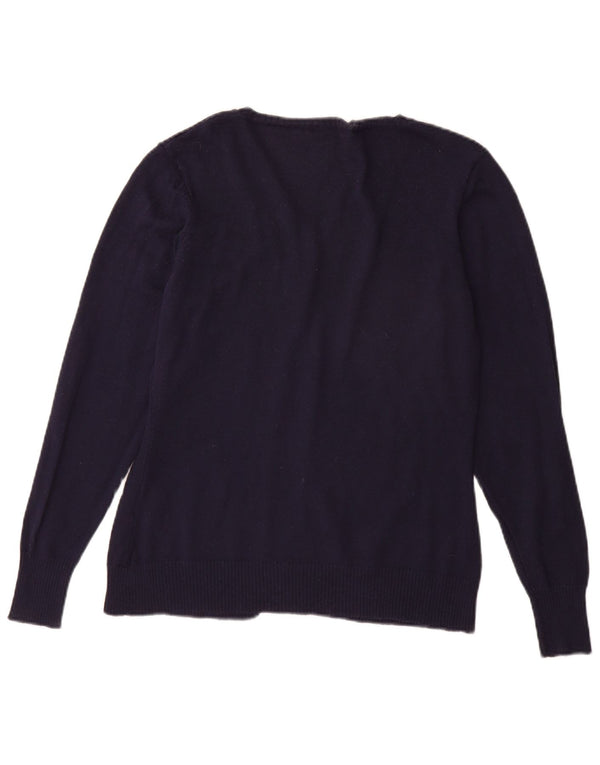 Joe Browns Dame grafisk cardigan sweater UK 12 Medium Navy Blue Floral