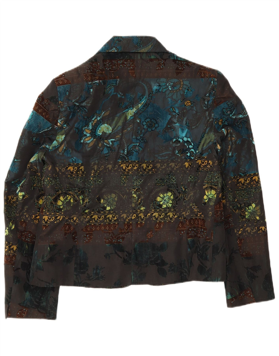 Vogue Dame 3 Button Blazer Jacket UK 14 Large Multicolored Floral