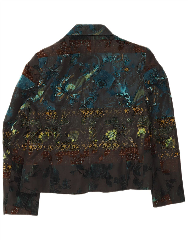 Vogue Dame 3 Button Blazer Jacket UK 14 Large Multicolored Floral