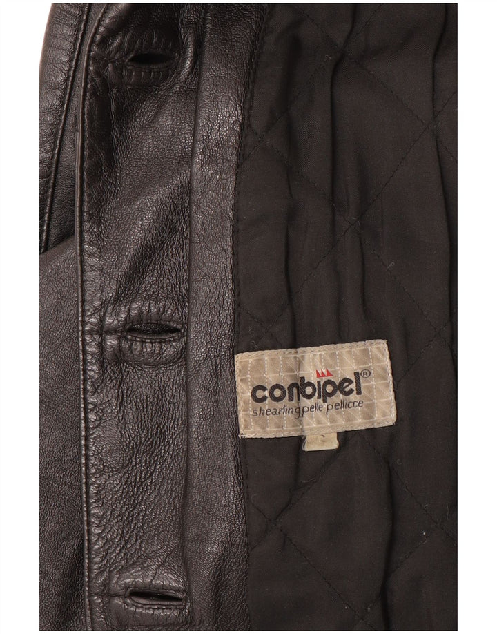 Conbipel Dame Oversized 4-knaps Læder Blazer Jacket UK 10 Small Black