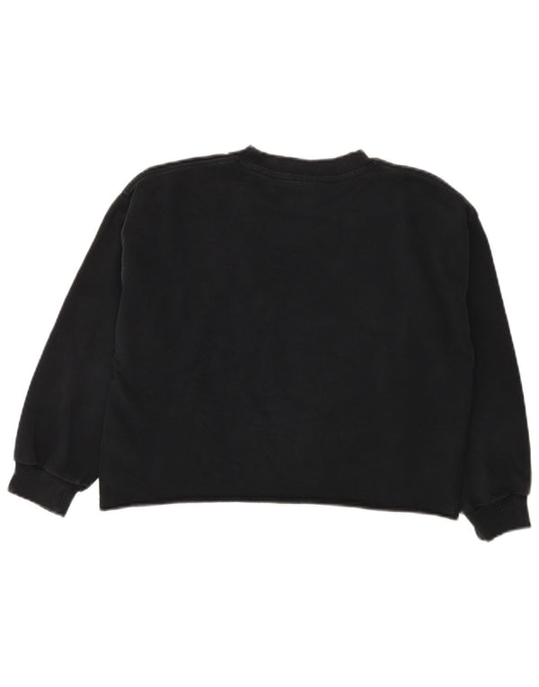 Nike Girls Dri Fit Crop Sweatshirt Jumper 10-11 Years Medium Black Cotton