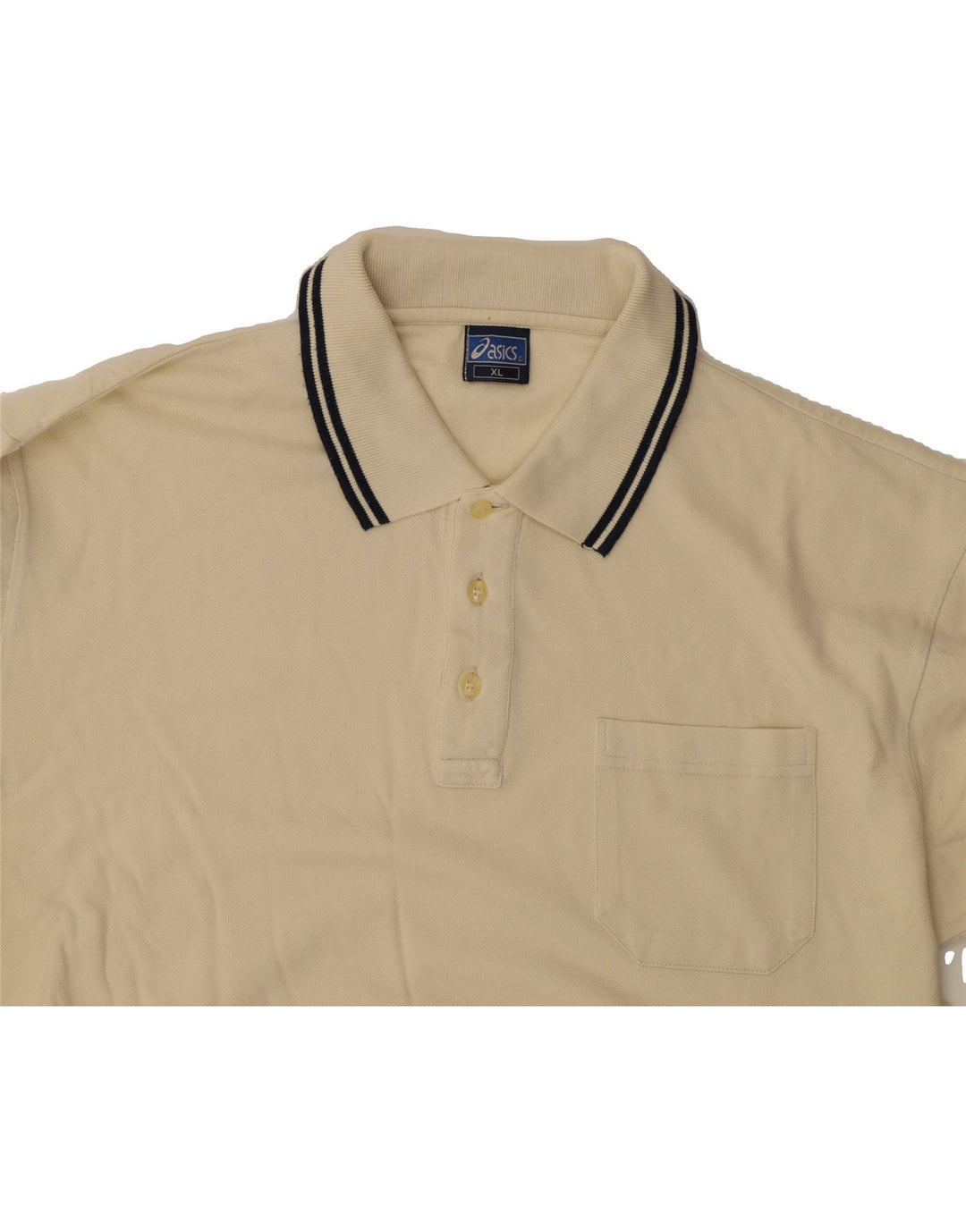 ASICS Mens Polo Shirt XL Beige Cotton Vintage Asics and Second-Hand Asics from Messina Hembry 