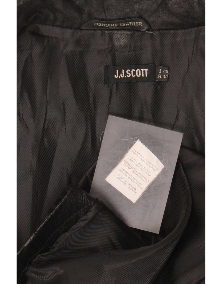 J.J.Scott Dame 2-knaps læder blazerjakke IT 46 Large Sort