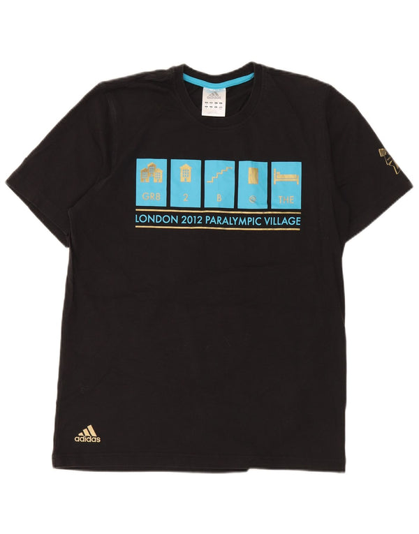 Adidas Herre grafisk T-shirt Top Medium Sort Bomuld