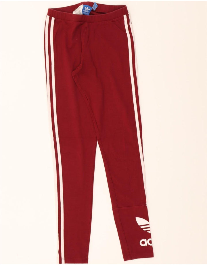 ADIDAS Womens Graphic Leggings UK 8 Small  Red Cotton Vintage Adidas and Second-Hand Adidas from Messina Hembry 