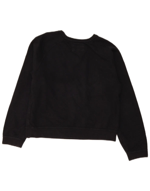 Hurley Womens Oversized Crop Graphic Sweatshirt Jumper UK 10 Small Black