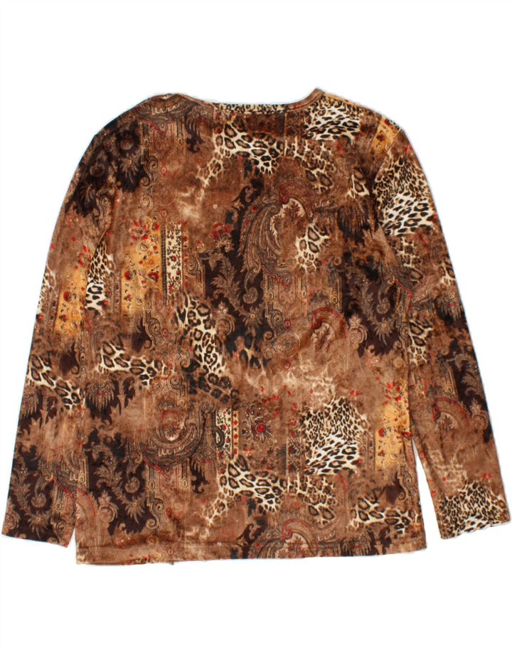 VINTAGE Womens Top Long Sleeve UK 16 Large Brown Animal Print Polyester Vintage Vintage and Second-Hand Vintage from Messina Hembry 