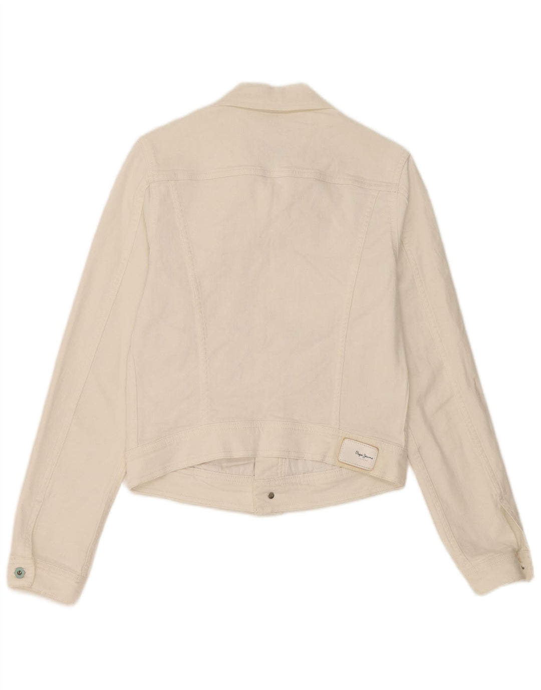 PEPE Jeans Dame Crop Denim Jacket UK 10 Small White