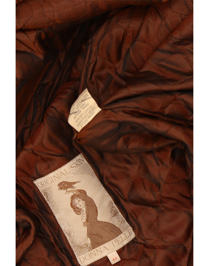 Vintage Dame Oversized Hætte Ruskind Overfrakke IT 44 Medium Brun Læder