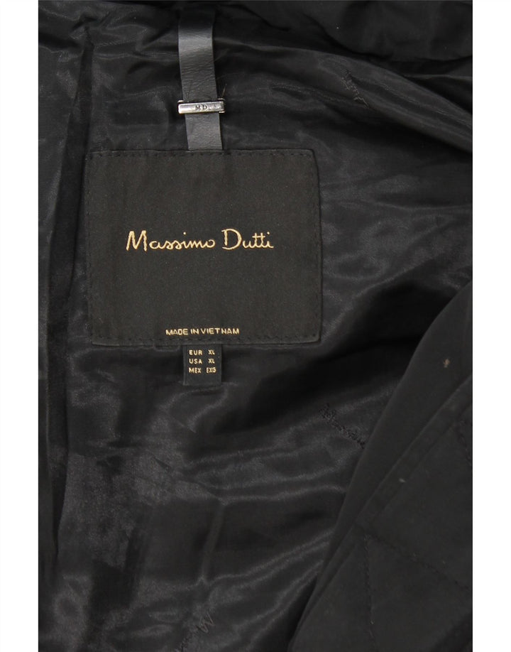 MASSIMO DUTTI Womens Hooded Padded Coat UK 18 XL Black Polyester