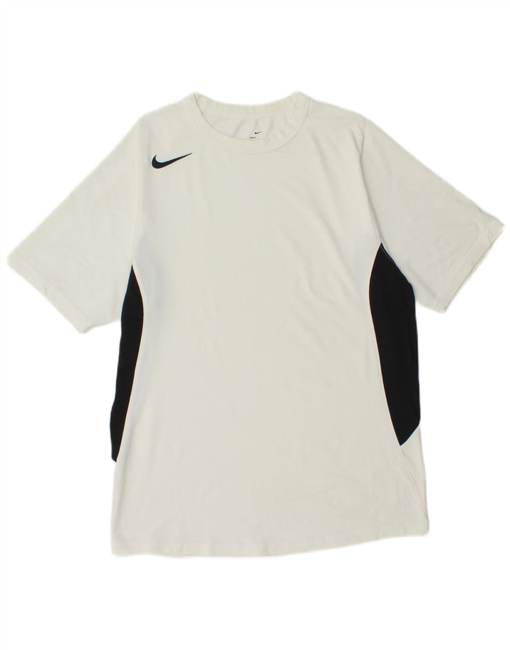 NIKE Mens Dri Fit T-Shirt Top UK 39/41 Medium White Colourblock