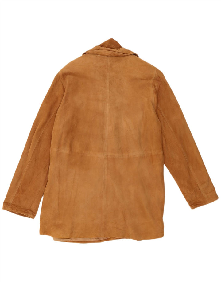 Vintage dame 3-knaps ruskind blazerjakke EU 48 2XL beige læder