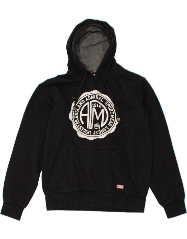 ADMIRAL Mens Graphic Hoodie Jumper Medium Black