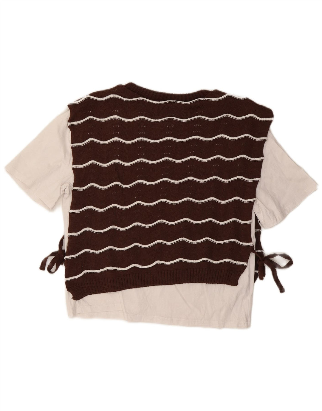 ZARA sweater med rund hals til kvinder UK 14 Mellem brun stribet