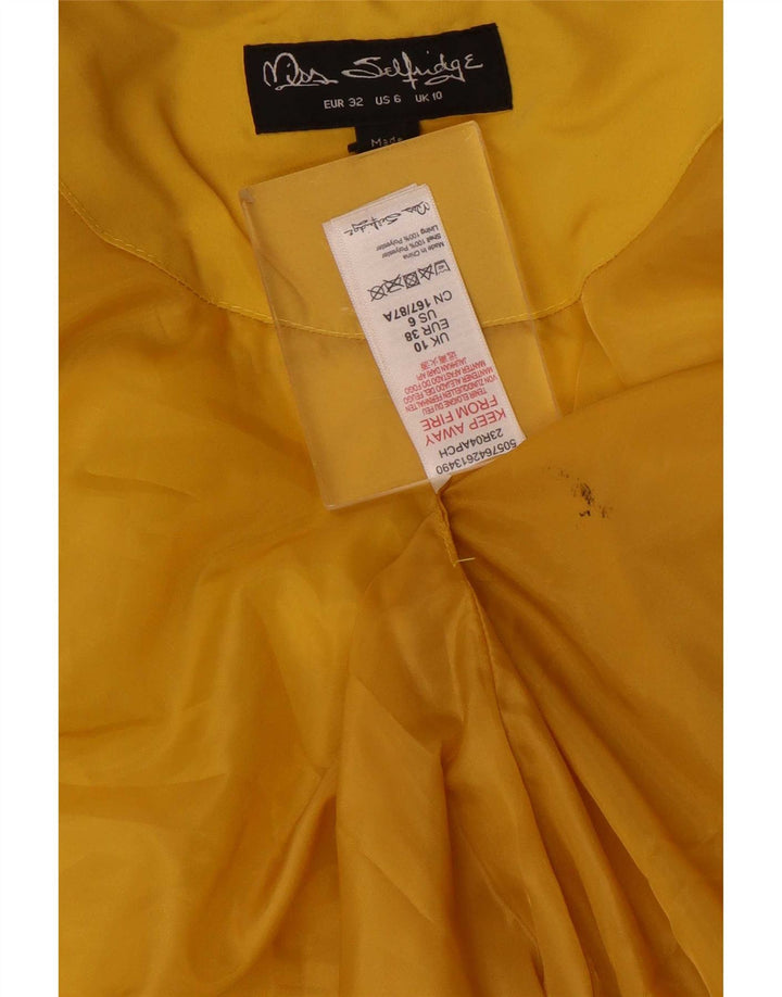 Miss Selfridge Dame Hætte Oversized Polstret Jakke UK 10 Lille Gul