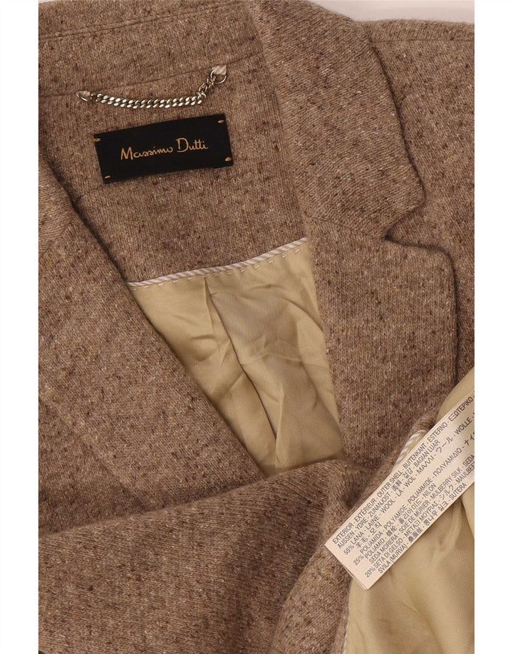 Massimo Dutti Dame 2 Button Blazer Jacket EU 38 Small Beige Flecked Wool