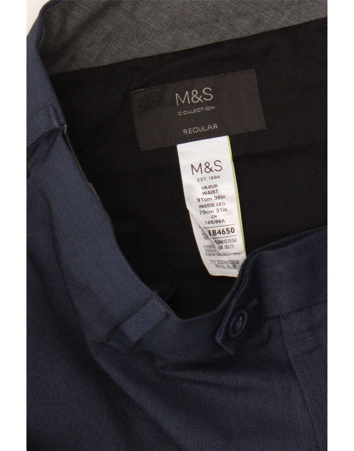 Marks & Spencer Herre Straight Regular Suit Bukser W36 L31 Navy Blue