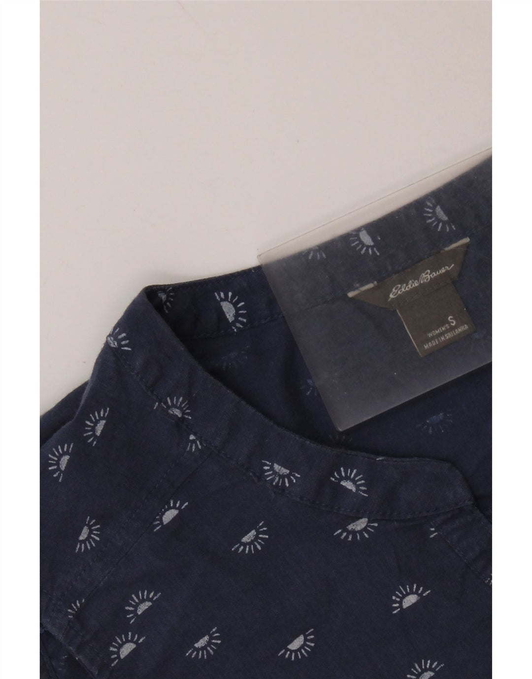 EDDIE BAUER Dame ærmeløs bluse Top UK 10 Small Navy Blue Spotted