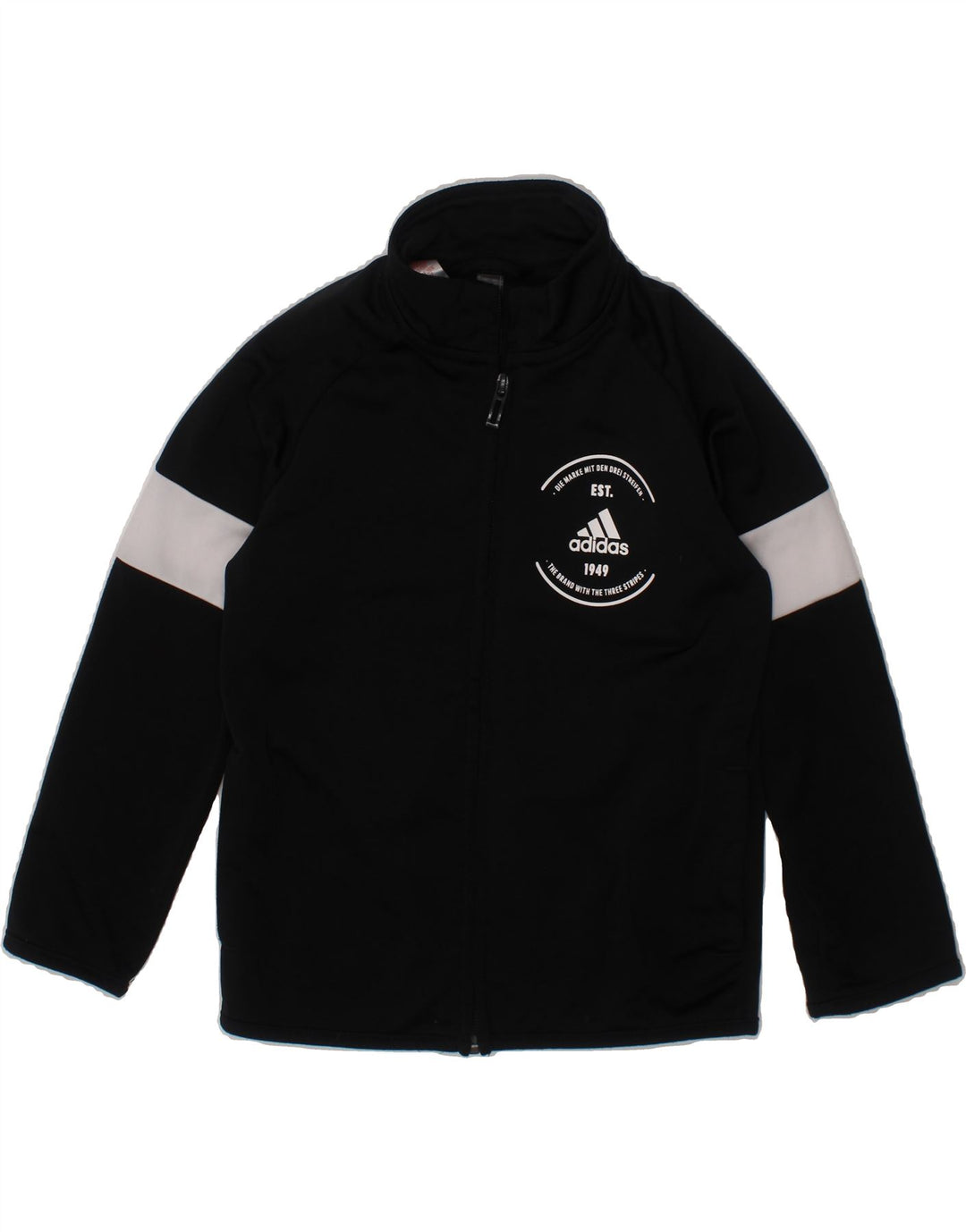 ADIDAS Boys Graphic Tracksuit Top Jacket 5-6 Years Black Colourblock Vintage Adidas and Second-Hand Adidas from Messina Hembry 