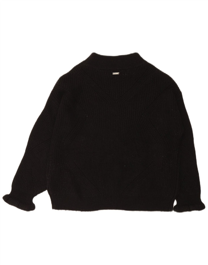 Guess Dame Oversized Turtle Neck Jumper Sweater UK 10 Small Black Acryl