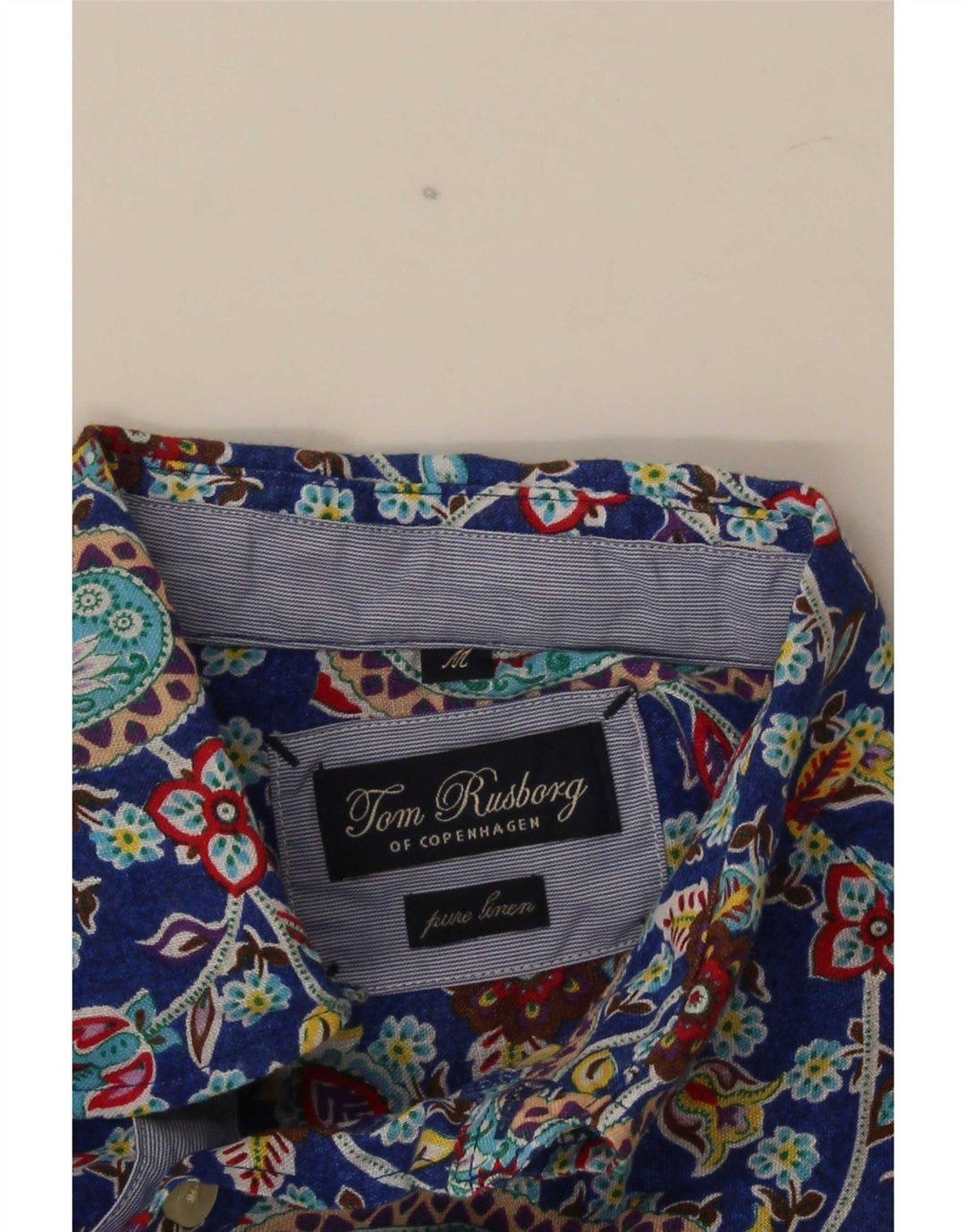 Tom Rusborg Herreskjorte Medium Blue Paisley Linen