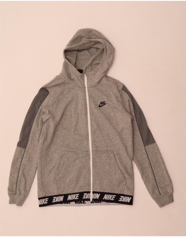 Nike drenge grafisk hættetrøje med lynlås 13-14 år XL Grå farveblok