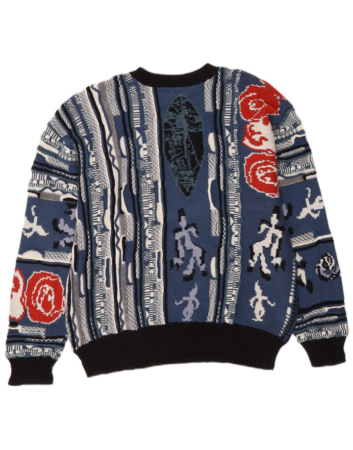 Urban Outfitters Herre abstrakt mønster rund hals sweater mellemblå