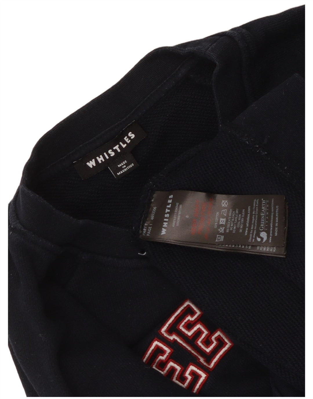 WHISTLE Dame Weekend Graphic Sweatshirt Jumper UK 10 Small Navy Blue