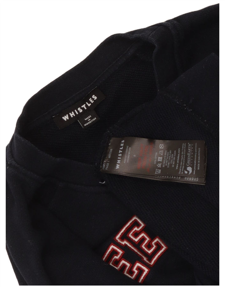 WHISTLE Dame Weekend Graphic Sweatshirt Jumper UK 10 Small Navy Blue