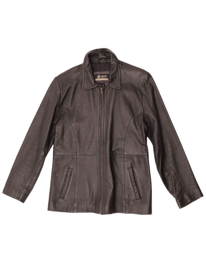 Heeli læderjakke til kvinder UK 18 XL sort læder