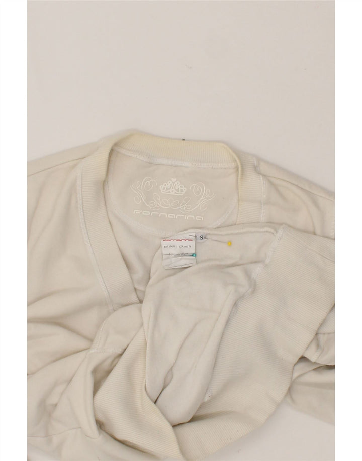 FORNARINA Womens Sweatshirt Jumper UK 10 Small White Cotton Vintage Fornarina and Second-Hand Fornarina from Messina Hembry 