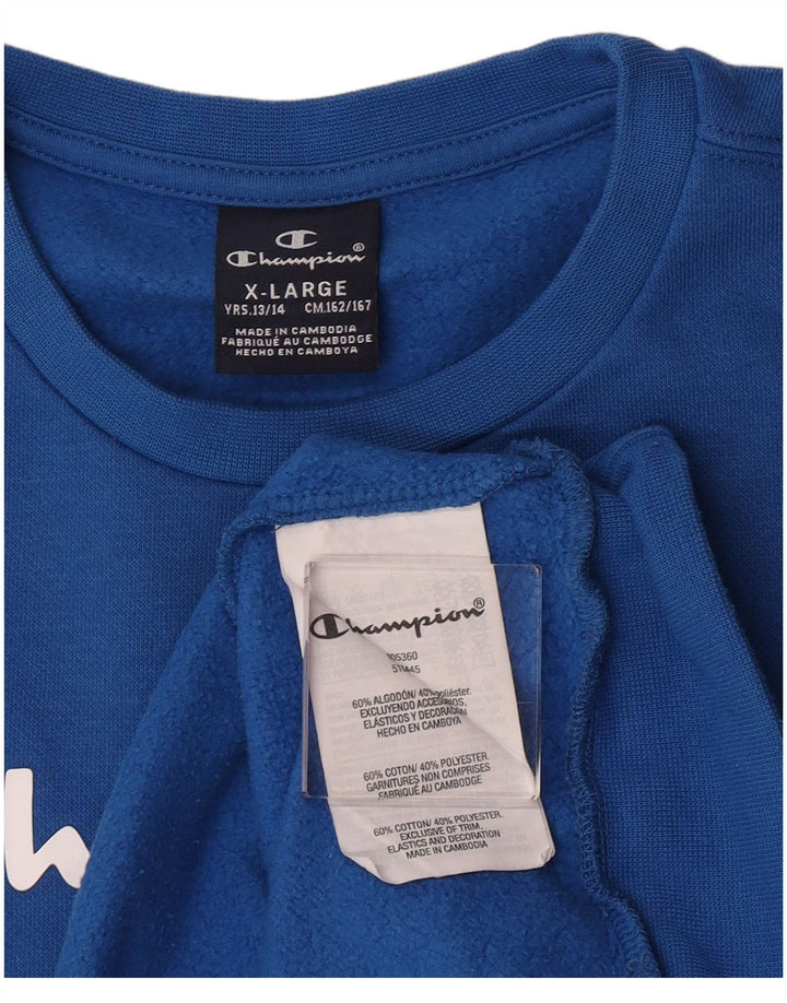 Champion Boys Grafisk Sweatshirt Jumper 13-14 år XL Blå Bomuld