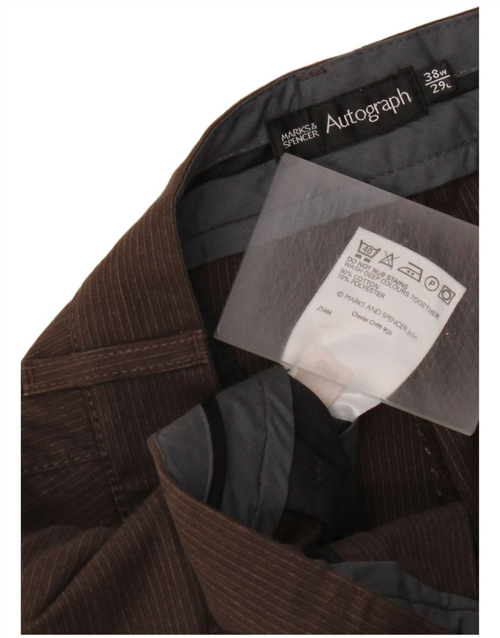 Marks & Spencer Dame Autograph Casual Bukser W38 L24 Brun nålestribe