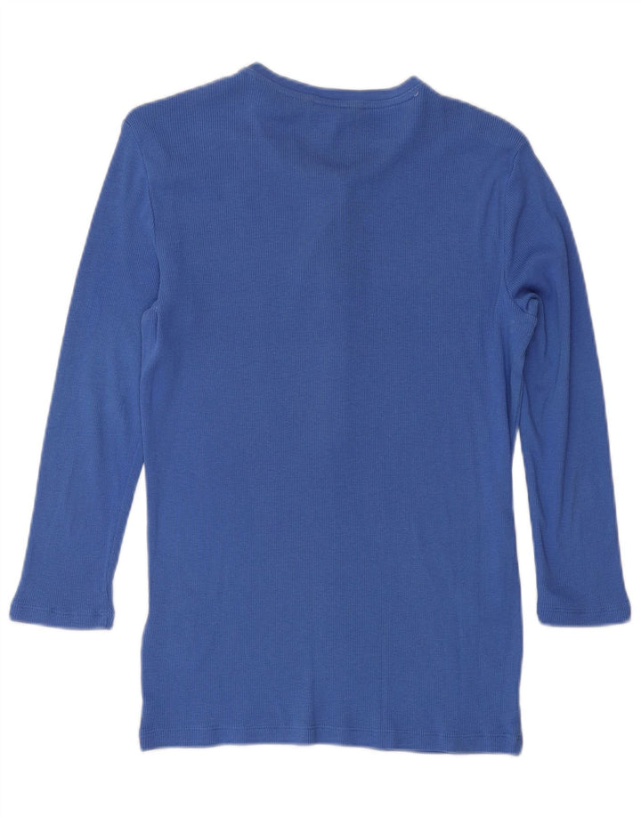 RALPH LAUREN Dame Top 3/4 ærmer UK 12 Medium Blue Bomuld