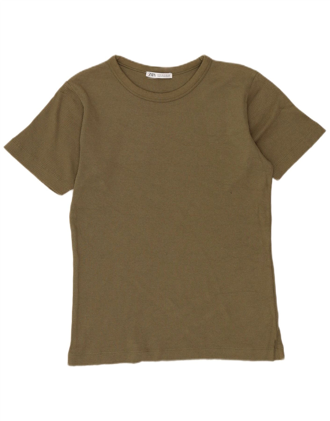 ZARA Herre T-shirt Top Lille Khaki Bomuld