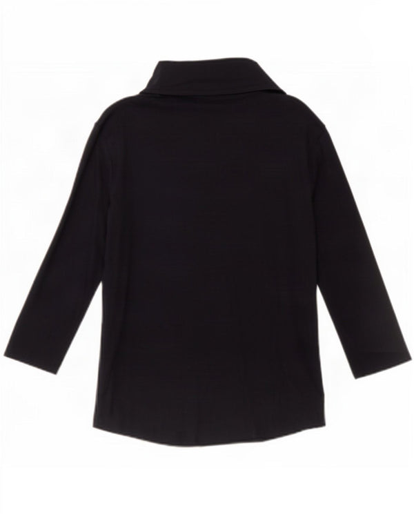 Benetton Dame 3/4-ærmet poloskjorte UK 16 Large Navy Blue Viscose
