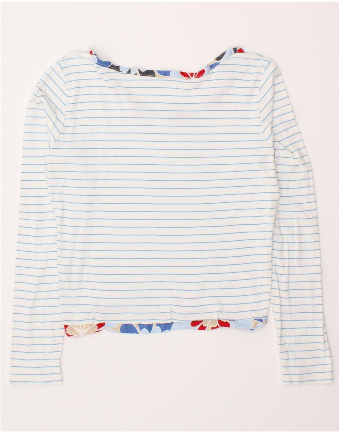 LEVI'S Womens Crop Top Long Sleeve UK 14 Medium Blue Striped Vintage Levi's and Second-Hand Levi's from Messina Hembry 