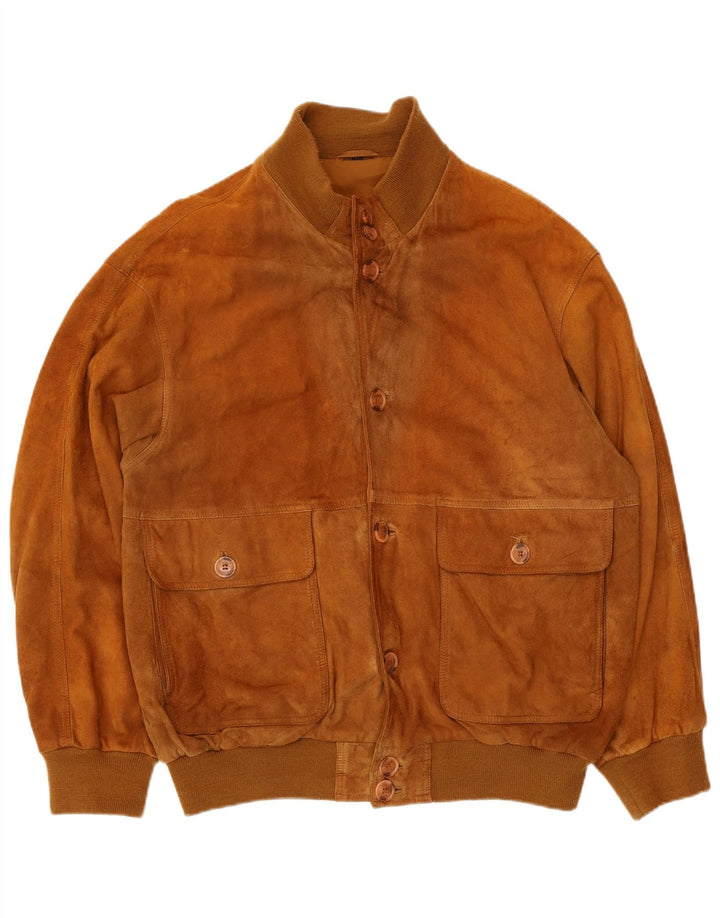 Vintage herre ruskind bomberjakke IT 54 2XL Beige