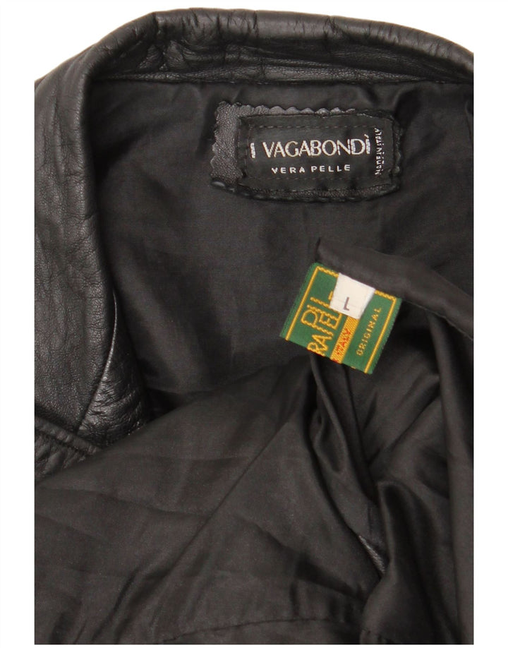 Vagabond Dame Læderjakke UK 16 Stor Sort Læder