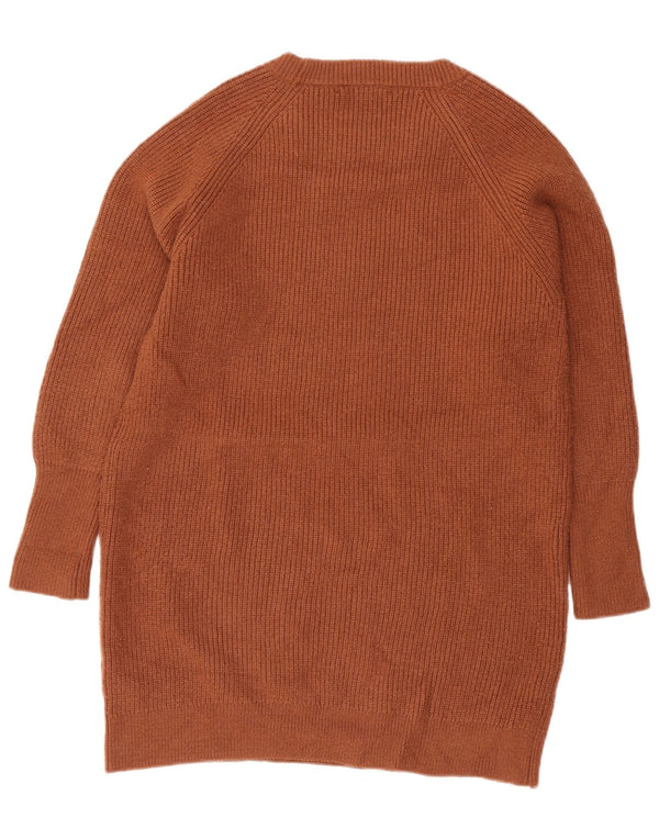 Zara Dame Langærmet Jumper Kjole UK 14 Medium Brun Akryl