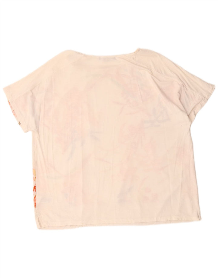 Marks & Spencer Damebluse Top UK 18 XL Off White Floral Polyester